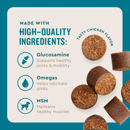 (3 Pack) Vetiq Hip & Joint Supplement for Dogs, Chicken Flavored Soft Chews, 7.4 Oz, 60 Count